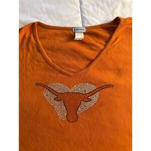 P. Michael Texas Longhorn Rhinestone Heart Top Women’s XL Burnt Orange